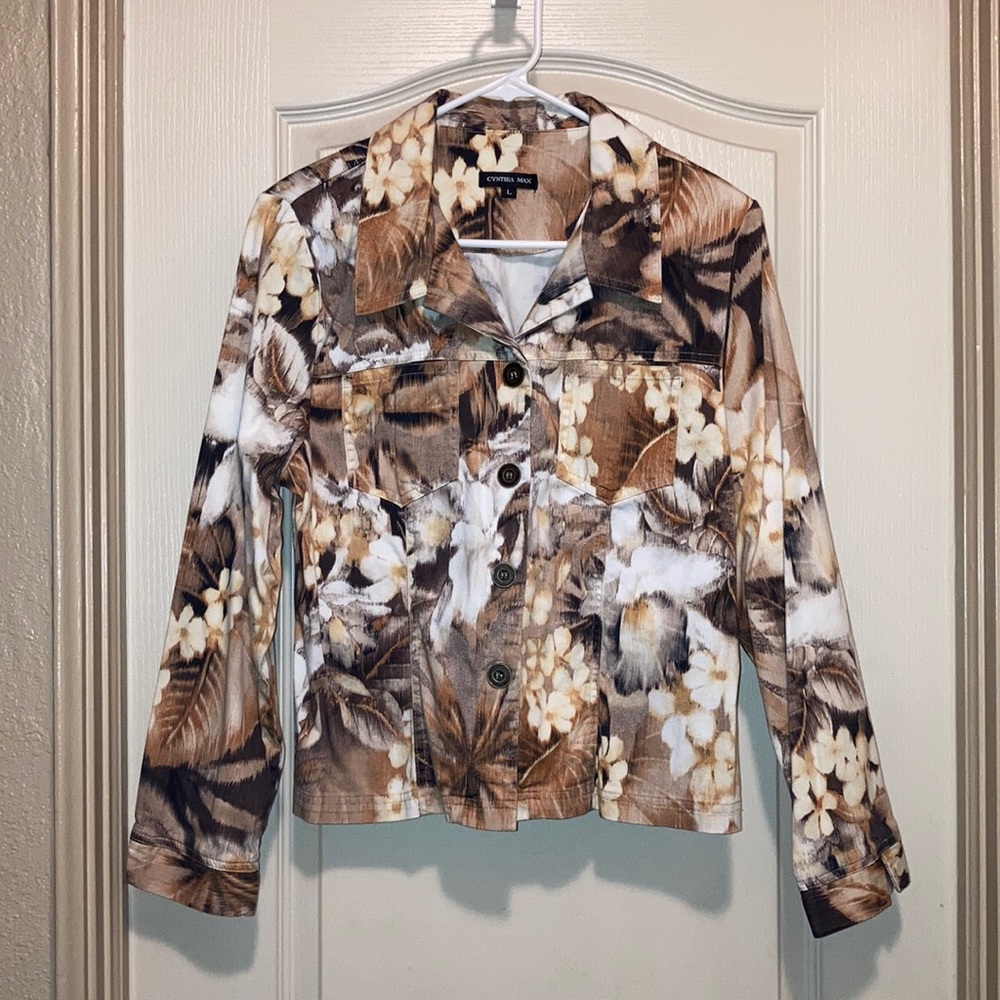 Cynthia Max Floral Button Down Collared Shirt